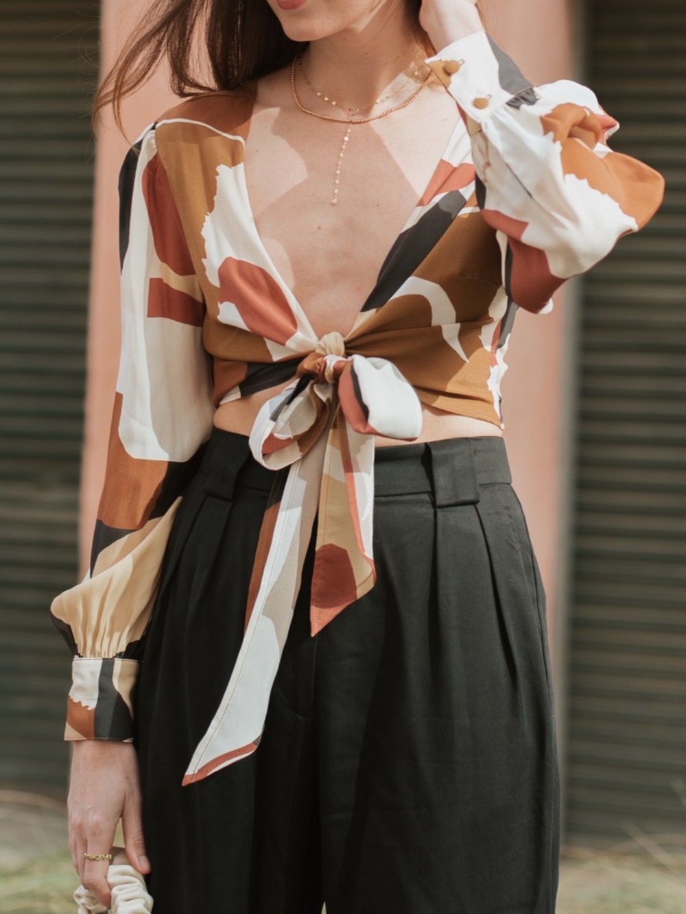 Whimsy + Row Lauren Adjustable Tie Printed Crop Top